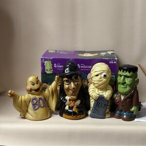 Vintage 2001 Dynagood 4
Halloween Blow Molds Witch Ghost Frankenstein Mummy